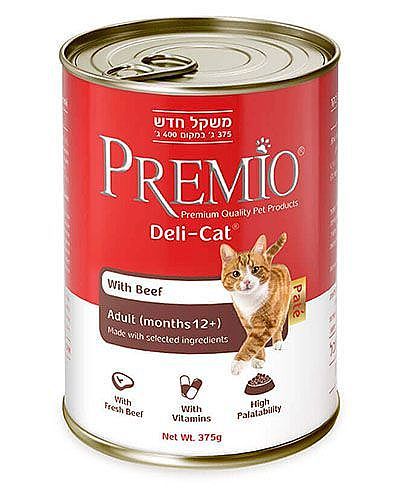 פרמיו שימור פטה לחתול דליקט בקר 375 גרם Premio