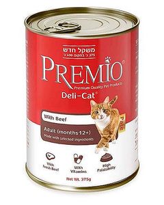 פרמיו שימור פטה לחתול דליקט בקר 375 גרם Premio