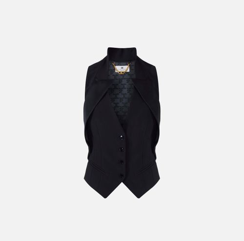 Waistcoat in lightweight crêpe fabric with satin lapels