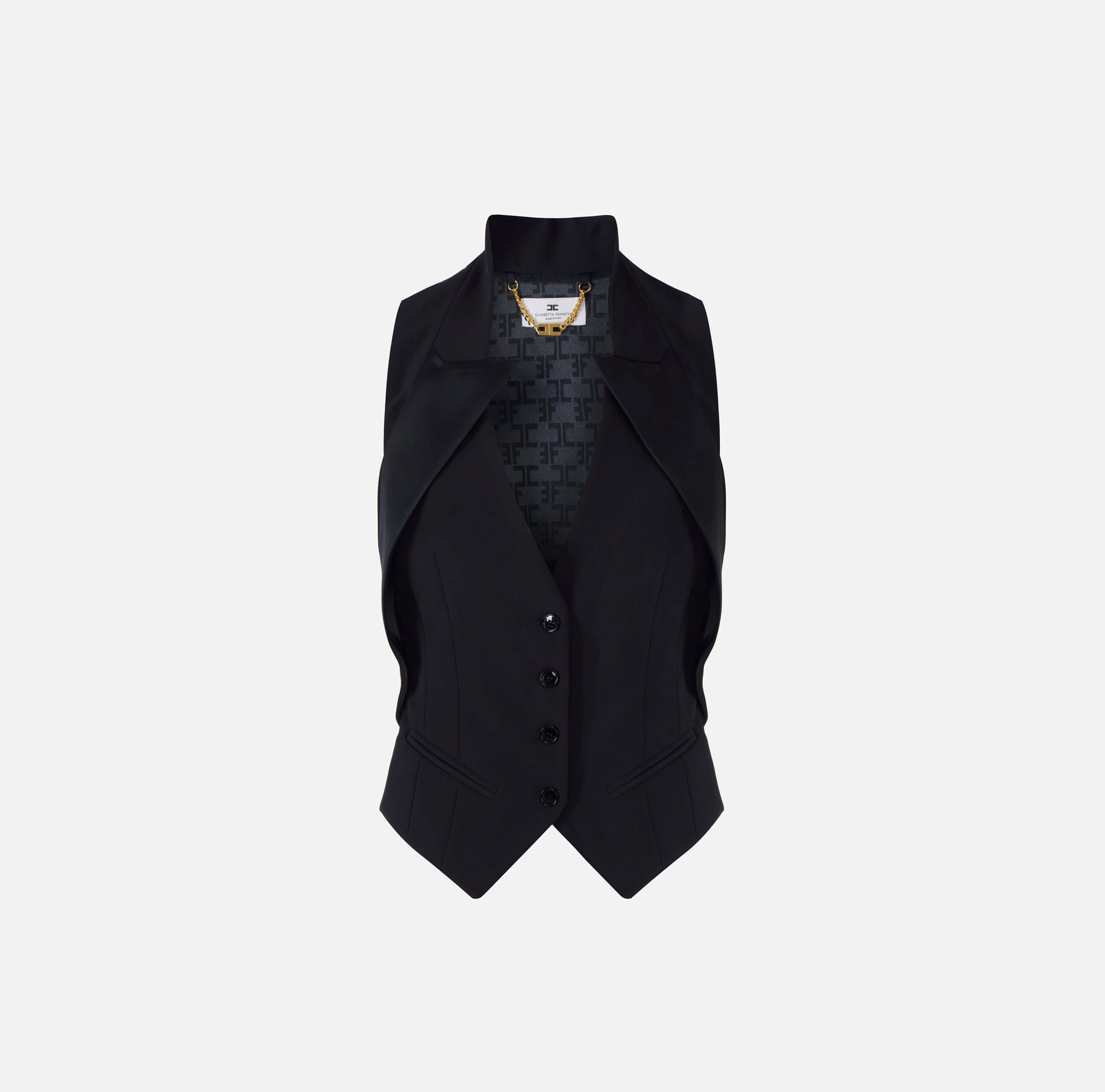 Waistcoat in lightweight crêpe fabric with satin lapels