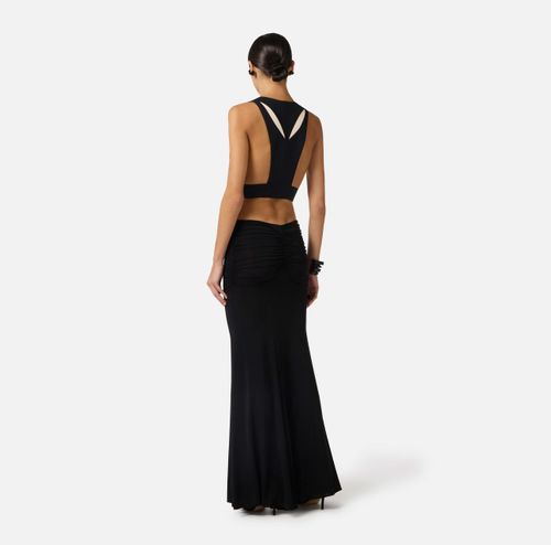 Waistcoat in lightweight crêpe fabric with two-colour cut-outs
