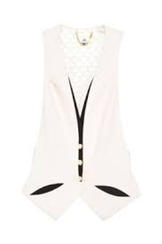 Waistcoat in lightweight crêpe fabric with two-colour cut-outs