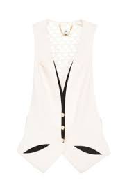 Waistcoat in lightweight crêpe fabric with two-colour cut-outs