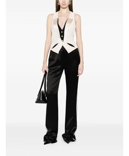 Waistcoat in lightweight crêpe fabric with two-colour cut-outs
