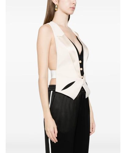 Waistcoat in lightweight crêpe fabric with two-colour cut-outs