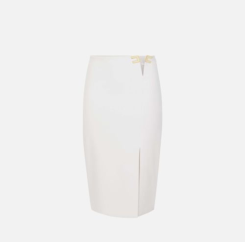 Skirt in double layer stretch crêpe fabric with logo details