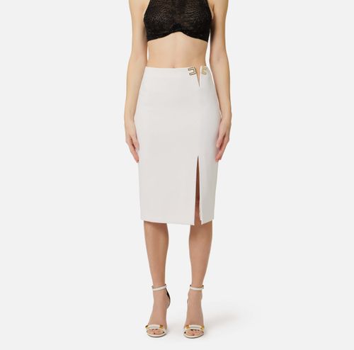Skirt in double layer stretch crêpe fabric with logo details
