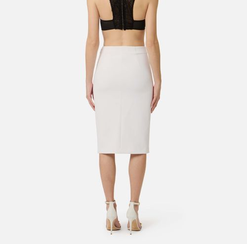 Skirt in double layer stretch crêpe fabric with logo details