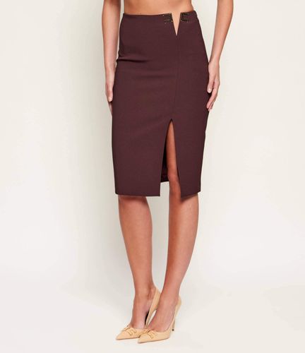 Skirt in double layer stretch crêpe fabric with logo details