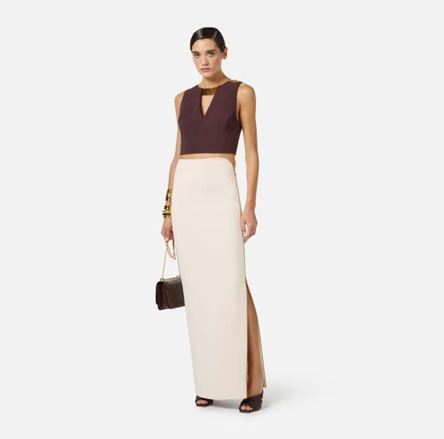 Skirt in lightweight crêpe fabric with jewel zip