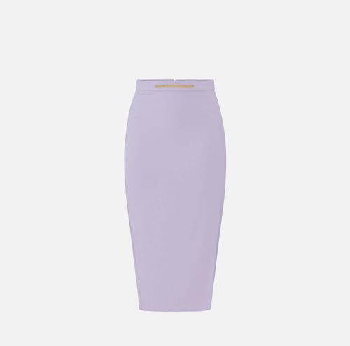 Skirt in lightweight crêpe fabric with jewel plaque