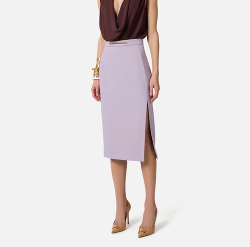 Skirt in lightweight crêpe fabric with jewel plaque