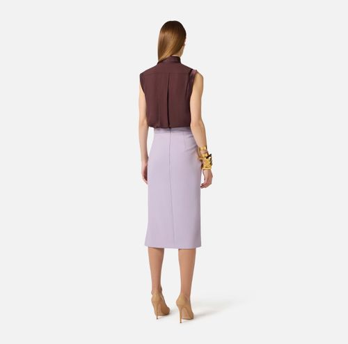 Skirt in lightweight crêpe fabric with jewel plaque