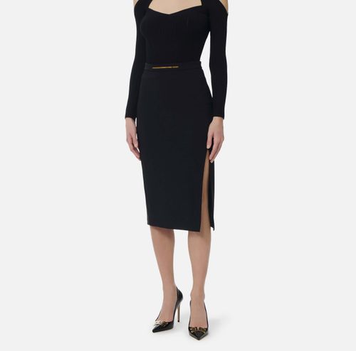 Skirt in lightweight crêpe fabric with jewel plaque