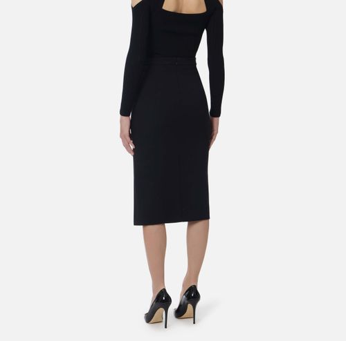Skirt in lightweight crêpe fabric with jewel plaque