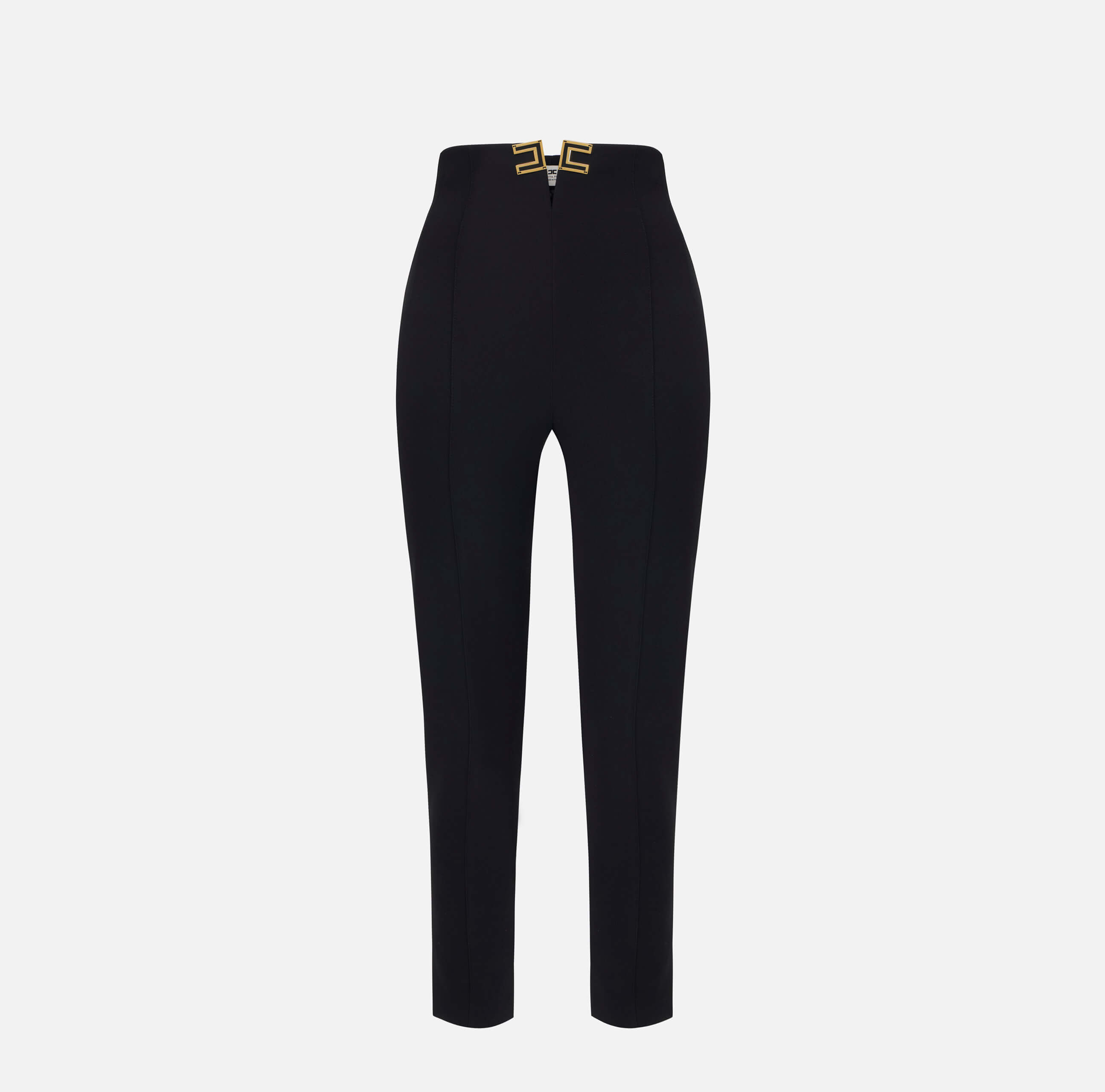Trousers in double layer stretch crêpe fabric with logo details