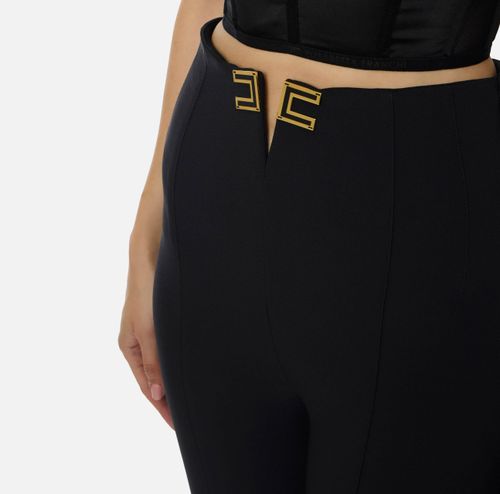 Trousers in double layer stretch crêpe fabric with logo details