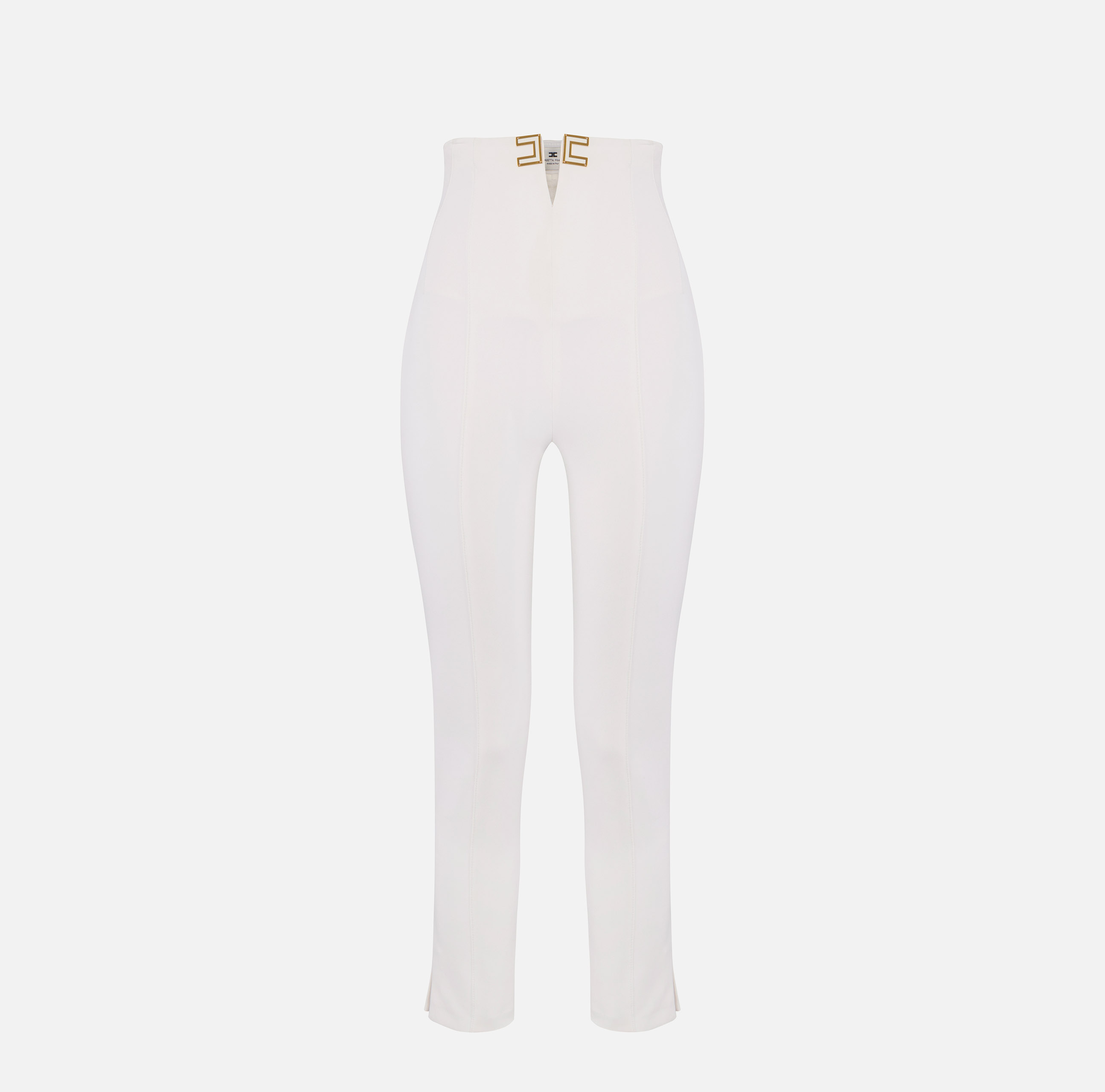 Trousers in double layer stretch crêpe fabric with logo details