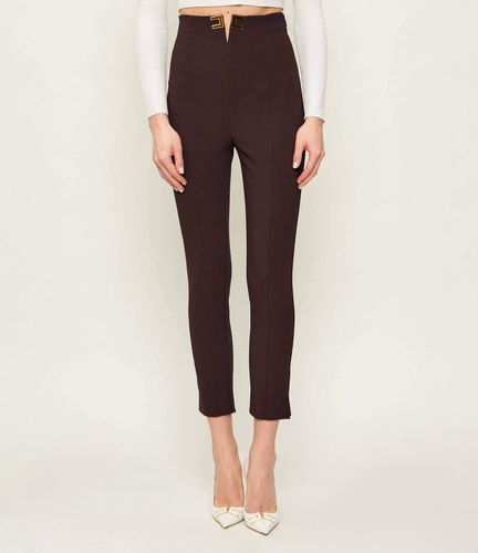 Trousers in double layer stretch crêpe fabric with logo details