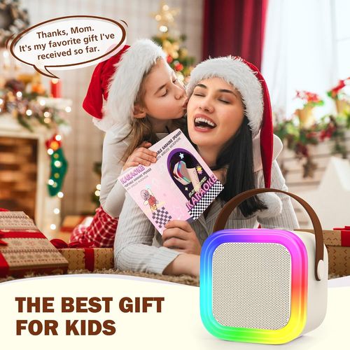 ערכת מיני קריוקי ביתית משולבת: רמקול עוצמתי ושני מיקרופונים אלחוטיים - ורוד