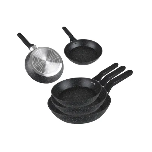 סט 3 מחבתות LA Kitchenette BARI BLACK שחור קטרים 20 24 28 ס״מ