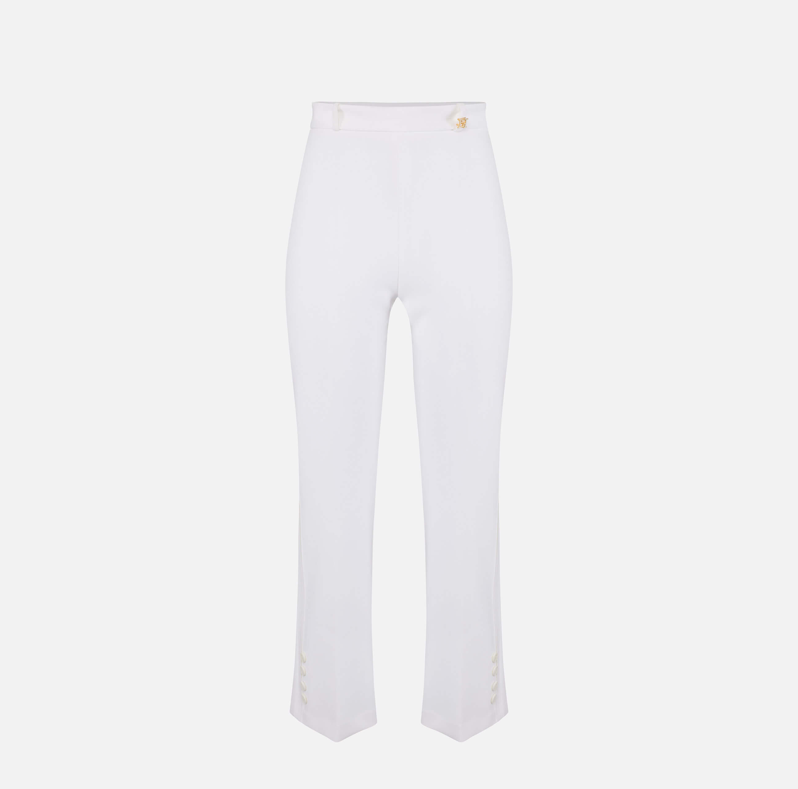 Trousers in double layer stretch crêpe fabric with logo charm