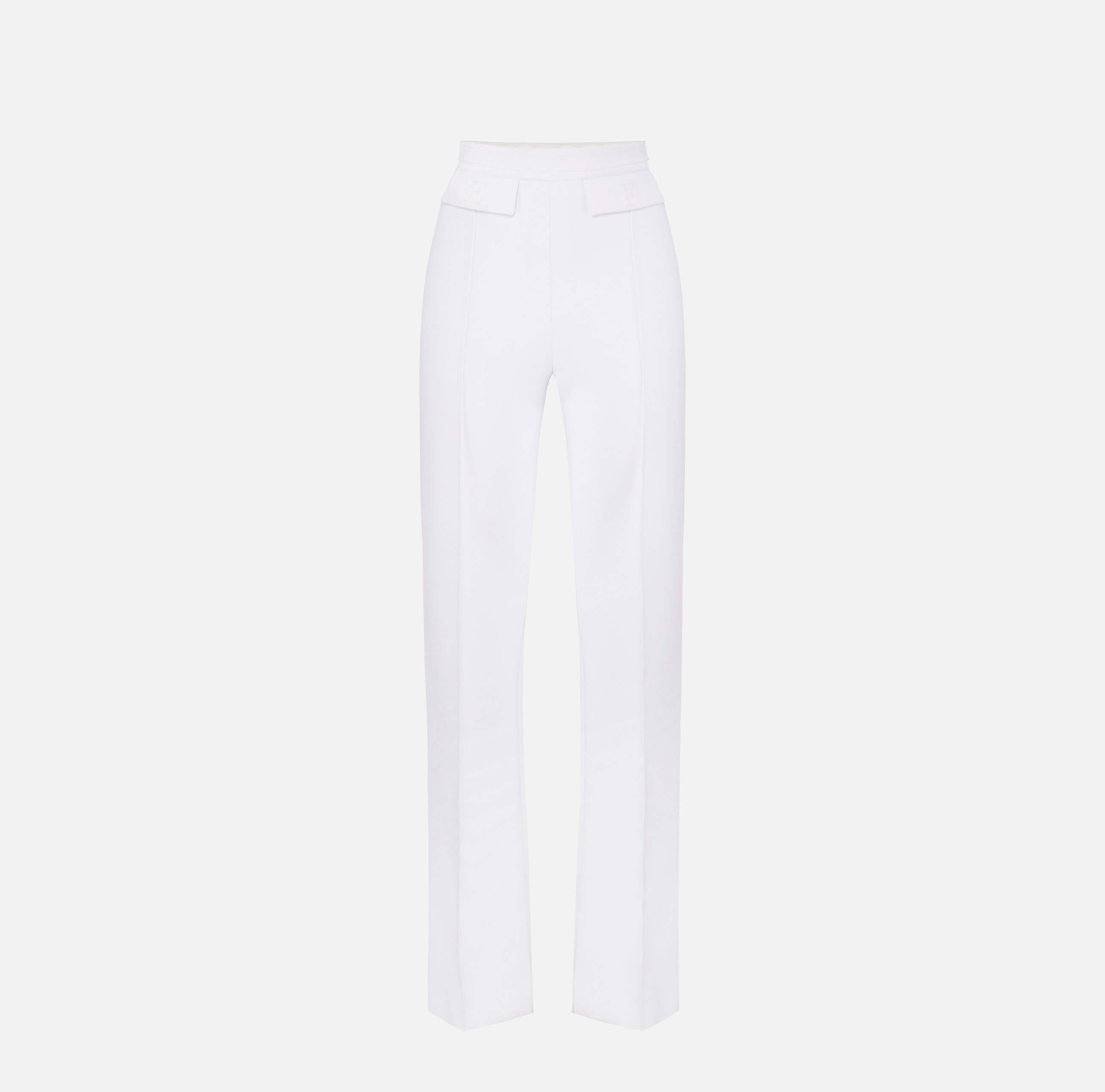 Trousers in double layer stretch crêpe fabric with embroidered logo