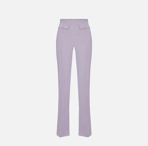 Trousers in double layer stretch crêpe fabric with embroidered logo