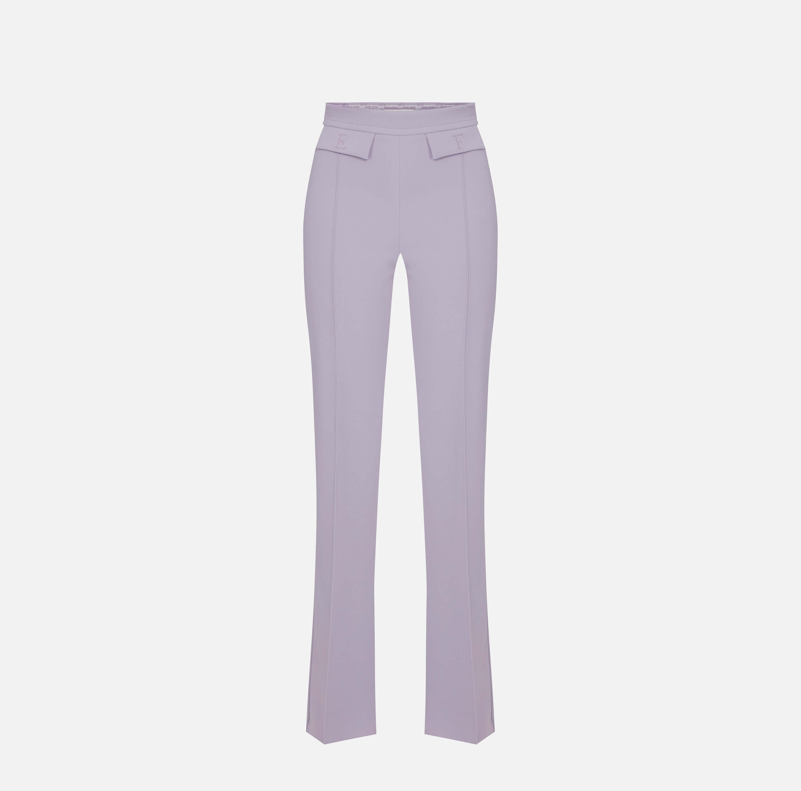 Trousers in double layer stretch crêpe fabric with embroidered logo