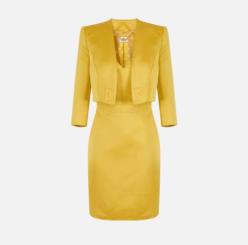 Dress in duchess satin and tulle with jacket