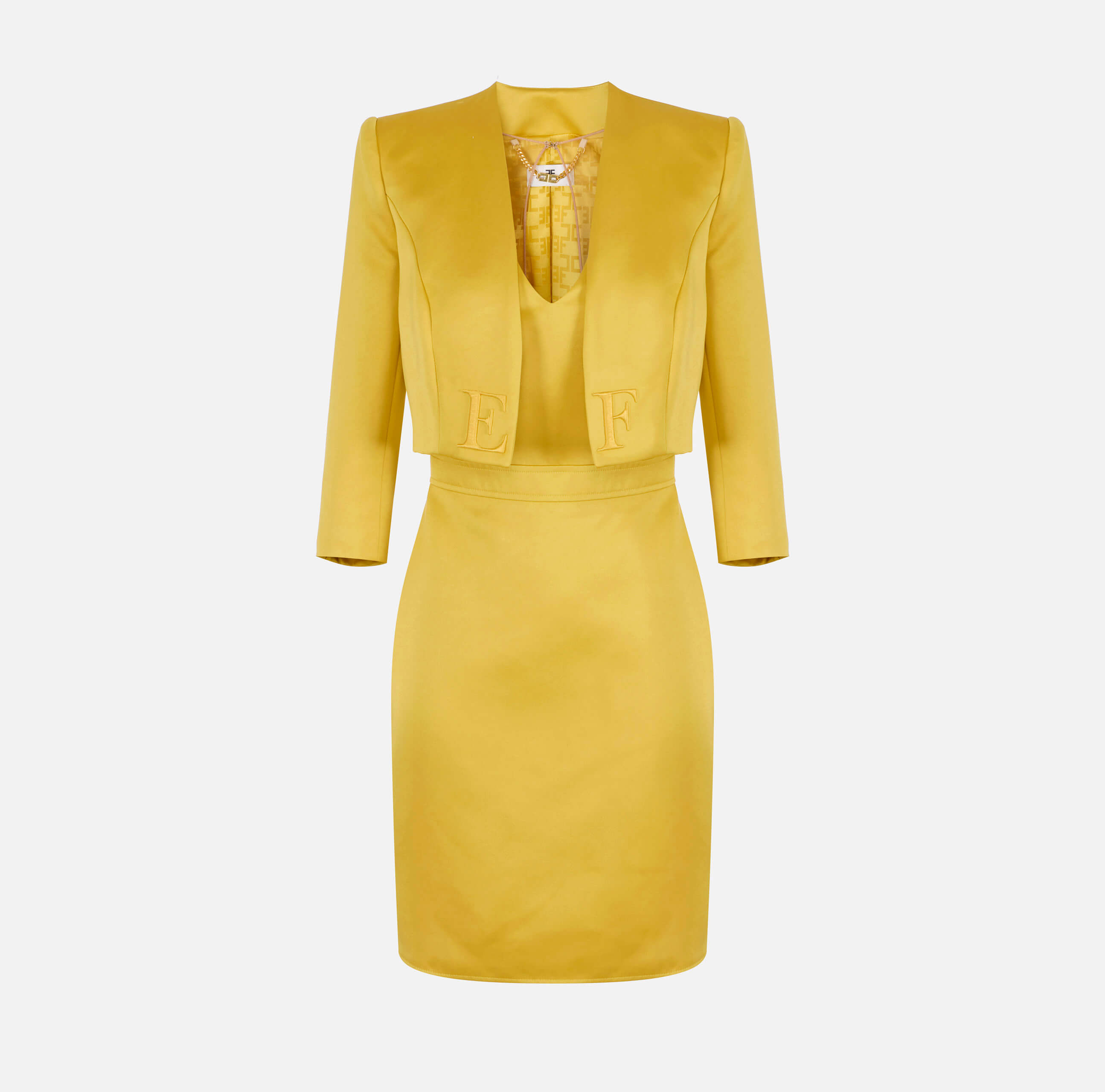Dress in duchess satin and tulle with jacket