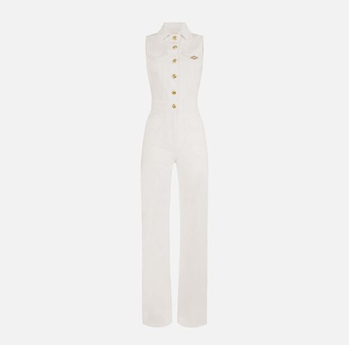 Denim jumpsuit with logo detail