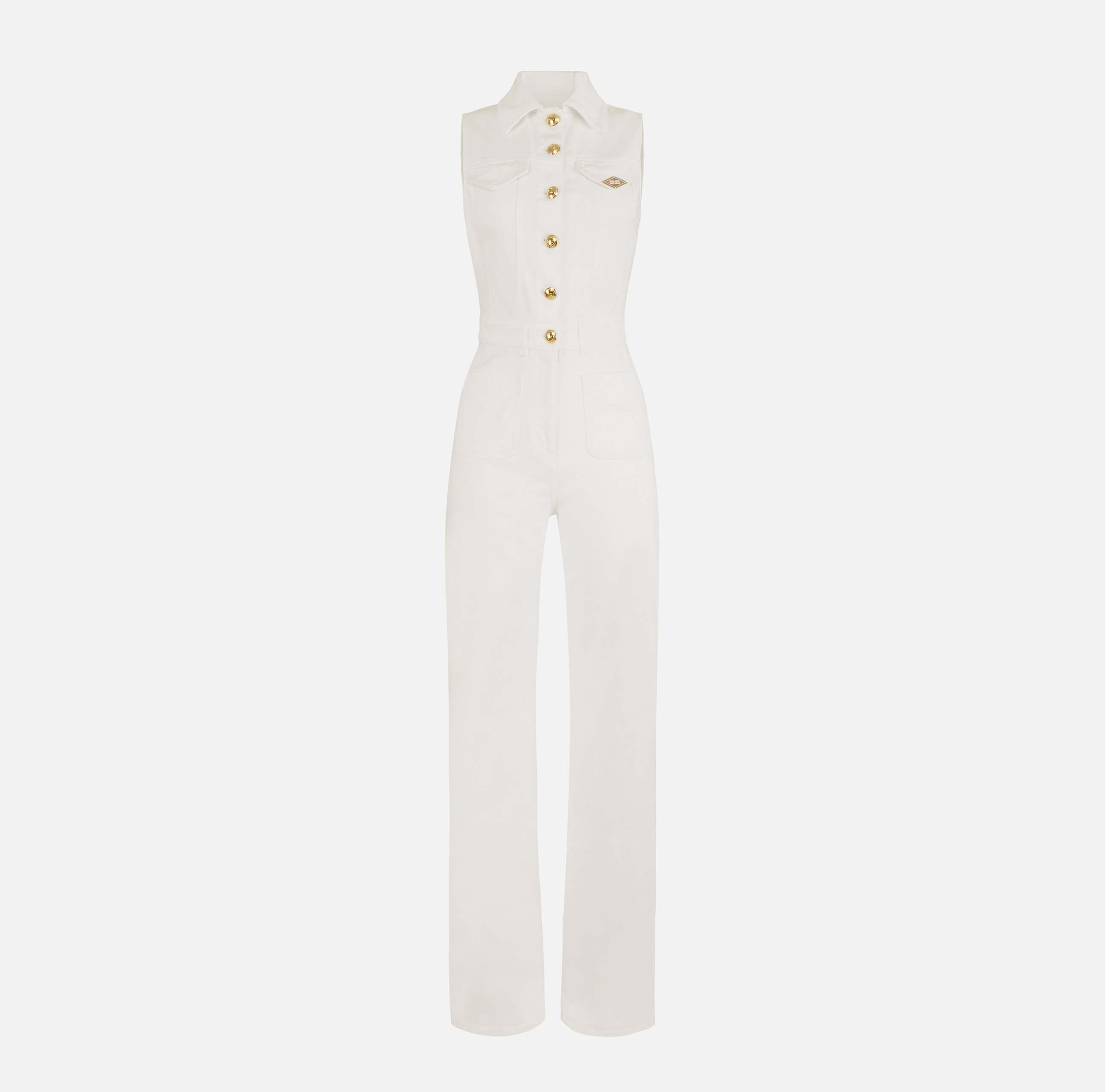 Denim jumpsuit with logo detail