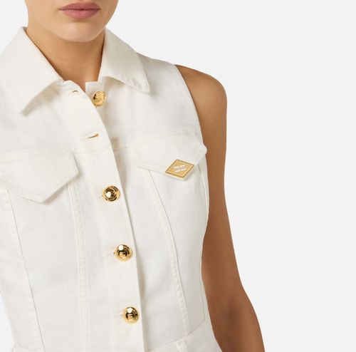 Denim jumpsuit with logo detail