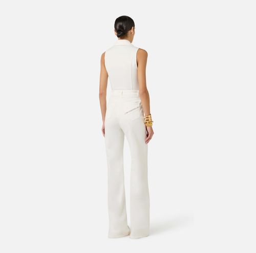 Denim jumpsuit with logo detail