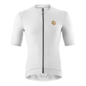 חולצה לרכיבת אופניים לגברים PURE GOLD JERSEY לבן אלסטית טכנית אריג נעים ורך על הגוף