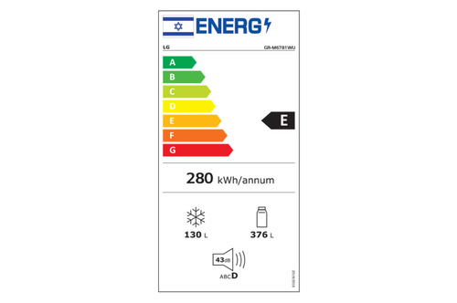 מקרר עם מקפיא עליון בנפח 506 ליטר דגם GR-M6781WU של LG רוחב 73 ס”מ