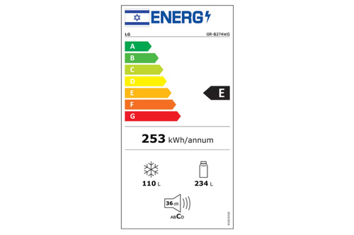 מקרר עם מקפיא תחתון קולקציית Objet בנפח 344 ליטר דגם GR-B374WG של LG רוחב: 60 ס