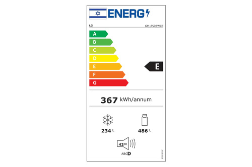 מקרר עם מקפיא תחתון לבן בנפח 720 ליטר דגם GM-859RWCE של LG רוחב: 84 ס