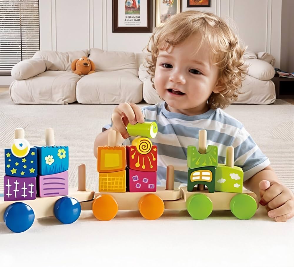 HAPE רכבת קוביות מעץ E0417