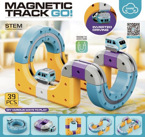 מסלול רכבת מגנטי Magnetic Track Go – ערכת STEM להרכבה עצמית 39 חלקים