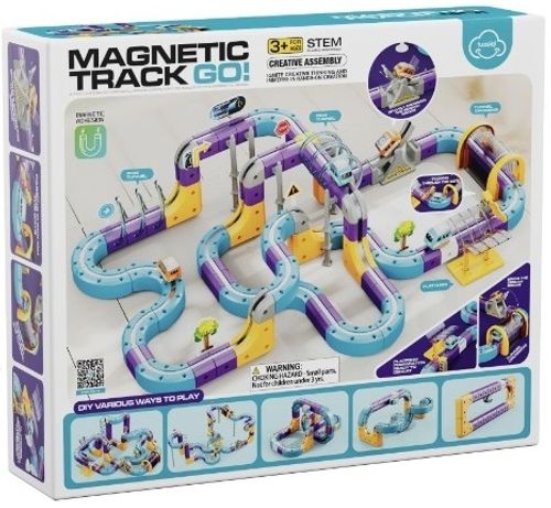 מסלול רכבת מגנטי Magnetic Track Go – ערכת STEM להרכבה עצמית 128 חלקים