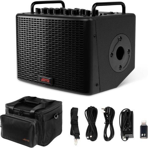 מגבר אקוסטי JOYO BSK-40 שחור - מגבר נטען 40 וואט עם בלוטות' ומכונת תופים לגיטרה אקוסטיקה והופעות חיצוניות