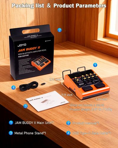 מגבר גיטרה נייד JOYO JAM BUDDY II כתום - מגבר חכם עם בלוטות', לופר ומכונת תופים לתרגול מקצועי