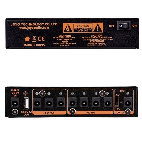 ספק כוח נטען JOYO JP-05 לפדלים - 8 יציאות מבודדות עם סוללה 4400 אמפר ויציאת USB, מיועד לפדלבורד מקצועי עם חופש תנועה מוחלט