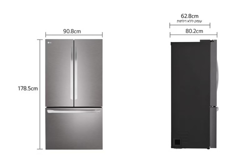מקרר 3 דלתות בנפח 750 ליטר של LG דגם GR-B278SE רוחב: 90.2 ס