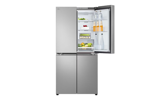 מקרר 4 דלתות של LG צבע נירוסטה מוברשת (Prime Silver) בנפח 530 ליטר עם דלת צרפתית דגם GR-B628BE רוחב – 83 ס