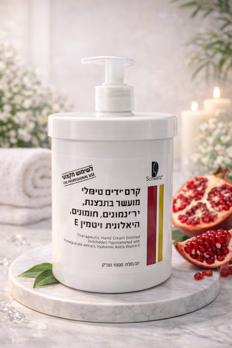 קרם ידיים רגליים 1000 סמ״ק מועשר בתמצית רימונים חומצה היאלרונית וויטמין E 