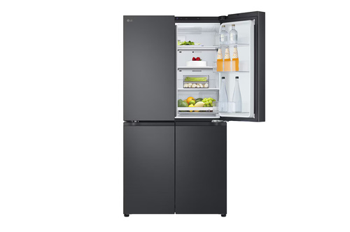 מקרר LG עם 4 דלתות בסגנון צרפתי בגימור פלדה שחורה יוקרתי בנפח 665 ליטר דגם GR-728B רוחב – 91.0 