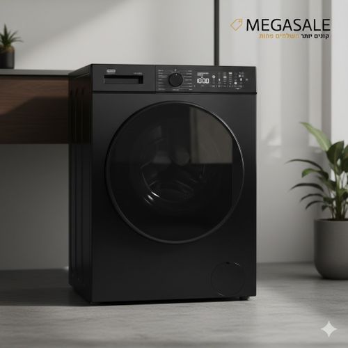 מכונת כביסה פתח חזית 10 ק”ג DeLonghi דלונגי DLW1059T3B שחורה